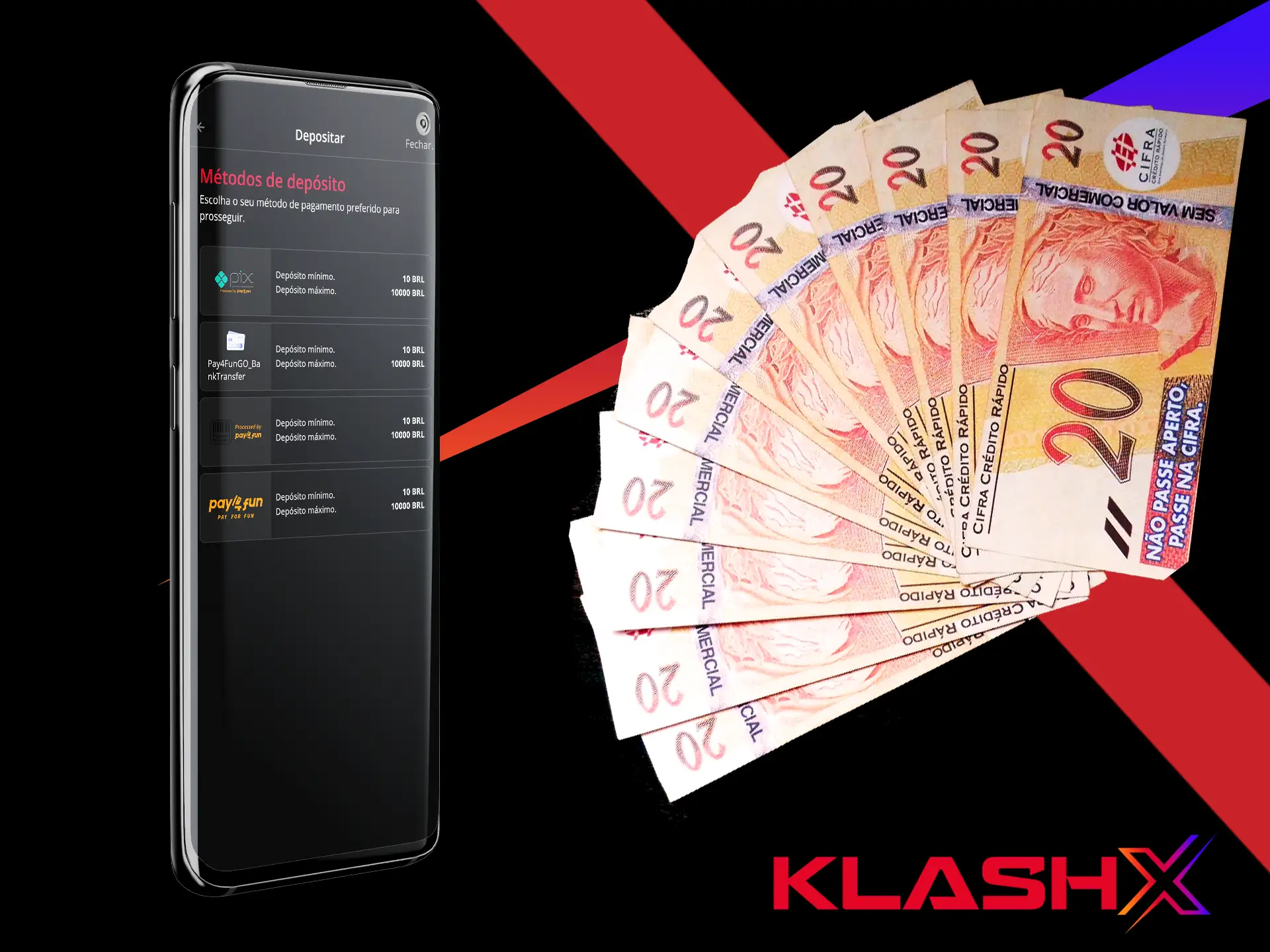 Aprecie a abundância de sistemas de pagamento que lhe permitirão depositar na KlashX.