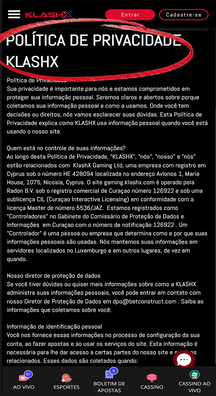Estude cuidadosamente todos os pontos das regras de registro da plataforma KlashX.