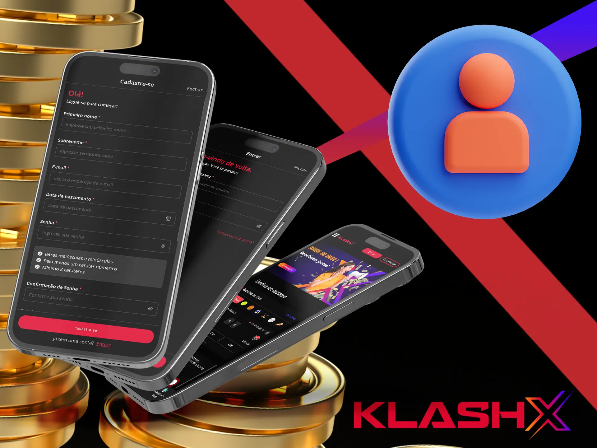 Você pode se registrar em qualquer lugar e da maneira que desejar na plataforma KlashX.