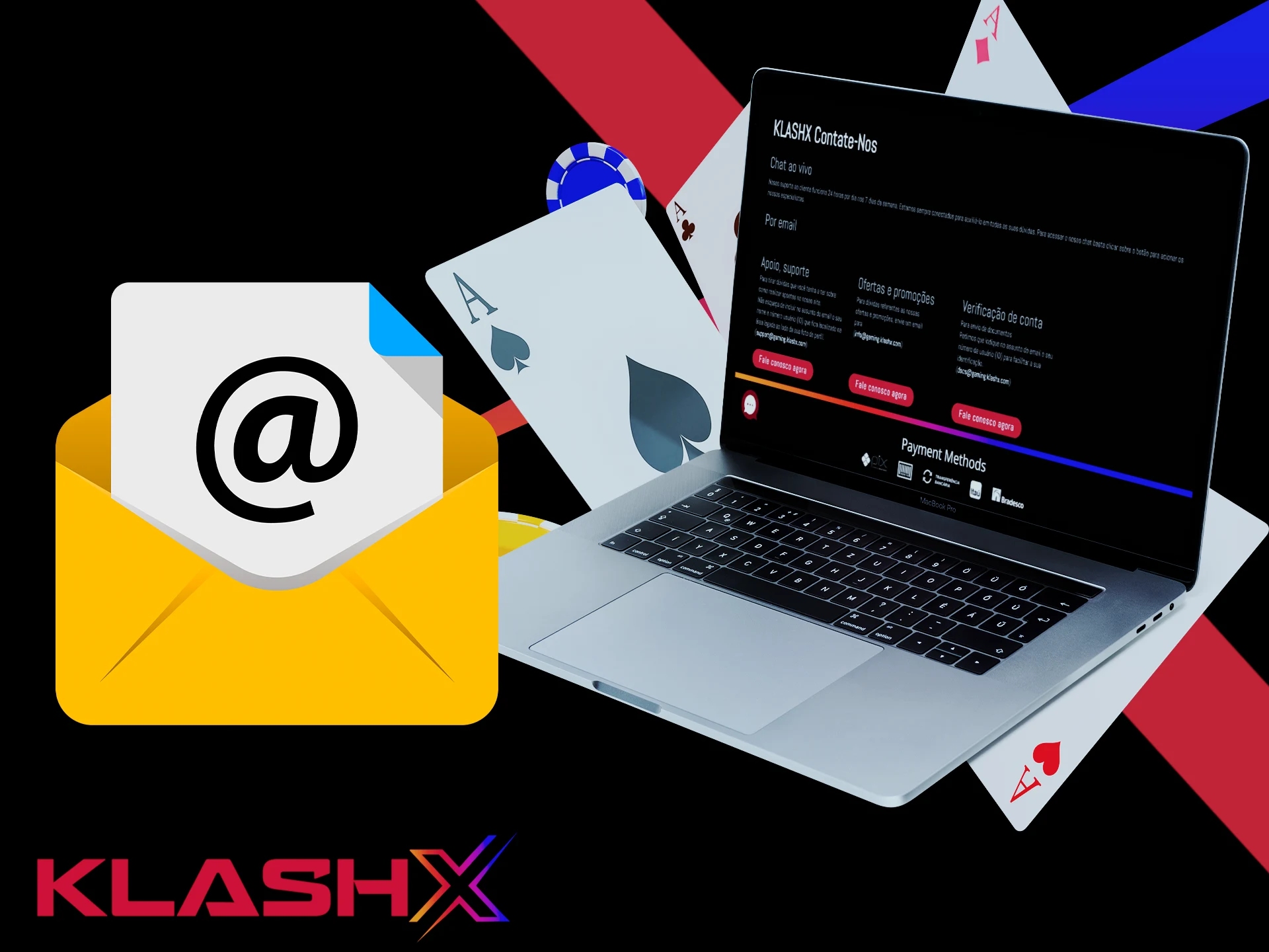Os utilizadores podem enviar uma mensagem de correio eletrónico - o KlashX aconselhará.